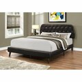 Daphnes Dinnette Brown Leather-Look Bed with Wood Legs - Queen Size DA3076385